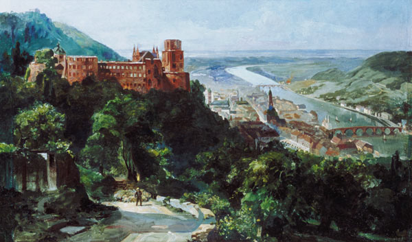 View of Heidelberg, c.1910 (oil on canvas)  de Fritz Genutat