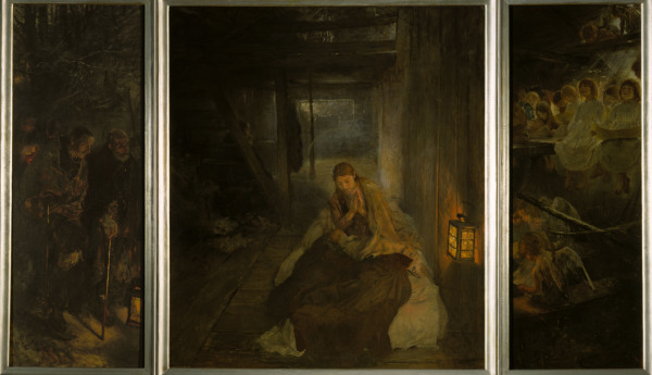 Holy Night / Triptych by Uhde / 1888/89 de Fritz von Uhde