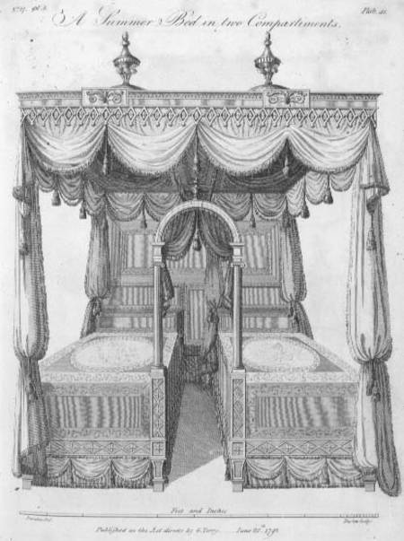 Summer bed in two compartments: plate 41, from 'The Cabinet Maker and Upholsterer's Drawing Book', b de G.  Terry
