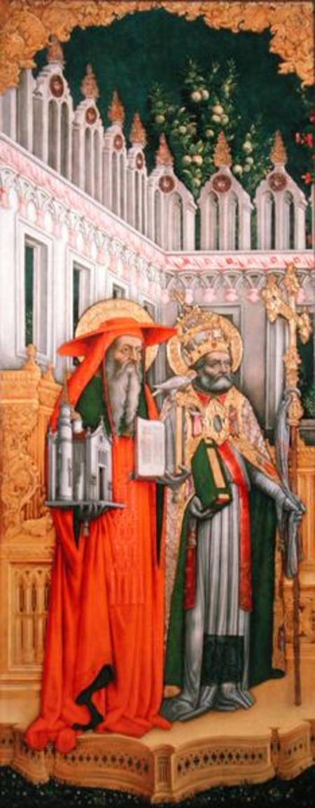 St. Jerome and St. Gregory, left panel from The Virgin Enthroned with Saints Jerome, Gregory, Ambros de G. Vivarini