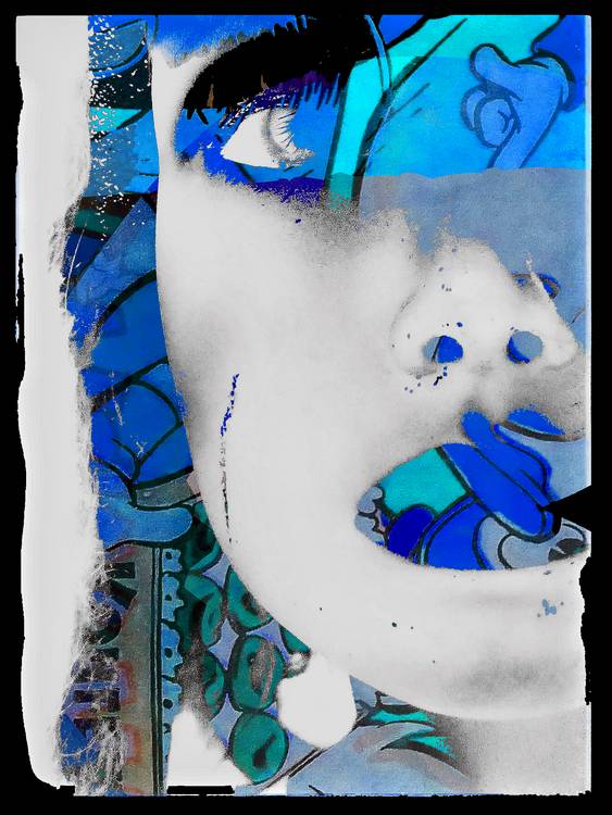 The abstract face with blue lips de Gabi  Hampe