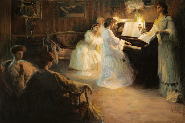 Young Girls at a Piano de Gabriel Deluc