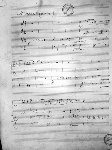 Music Score for a String quartet, Opus 121 de Gabriel Faure