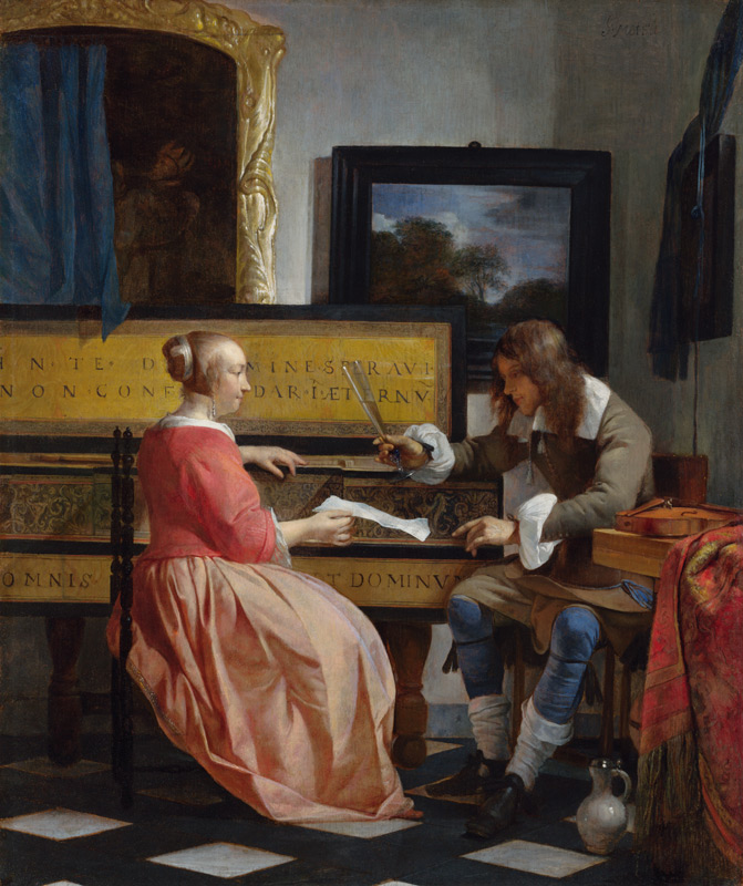 A Man and a Woman Seated by a Virginal de Gabriel Metsu