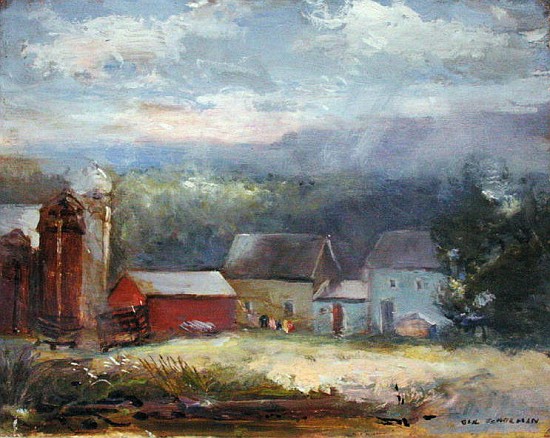 Farm Scene (oil on canvas)  de Gail  Schulman