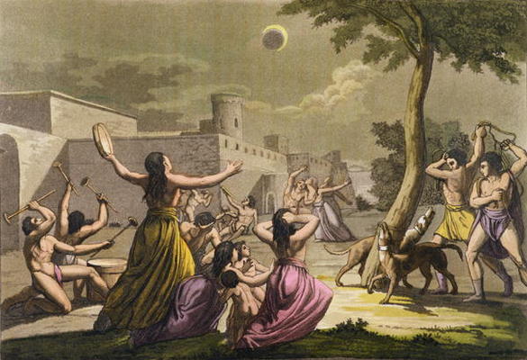 Terror of the Peruvians during an eclipse of the moon, from 'Le Costume Ancien et Moderne', Volume I de Gallo Gallina