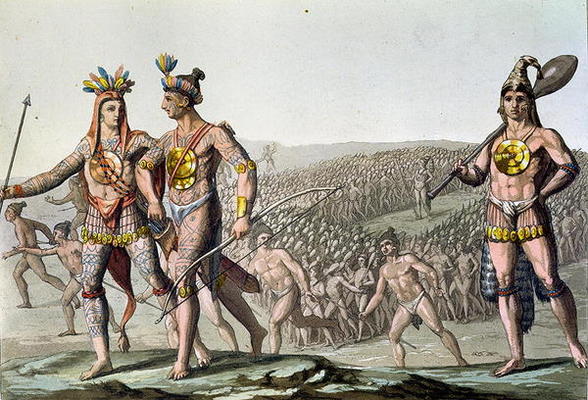 The Chiefs of Florida on their Way to War, c.1820 (coloured engraving) de Gallo Gallina