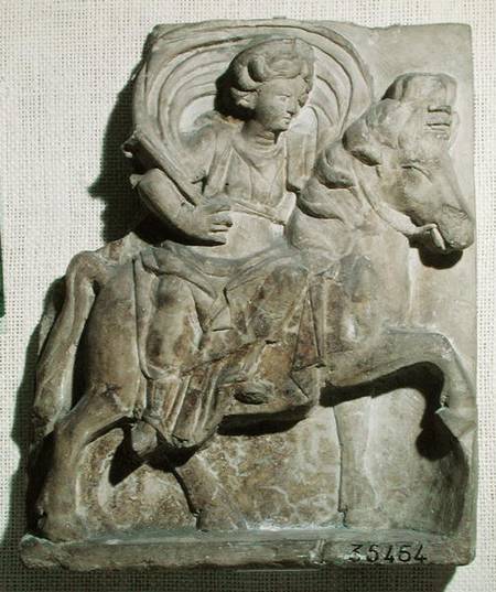 Relief of Epona, Gaulish goddess, protector of horses, riders and travellers, from Gannat, Allier de Gallo-Roman