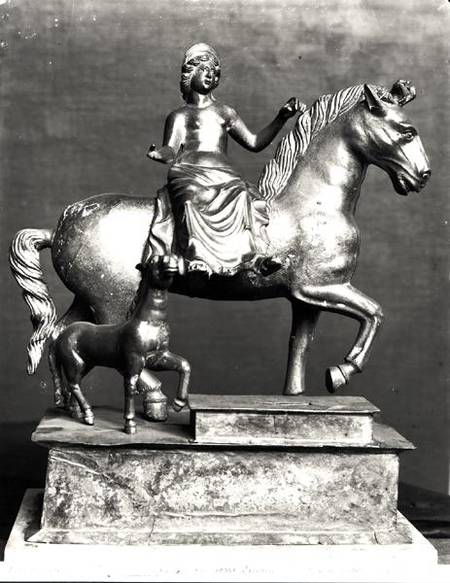 Statuette of Epona, Gaulish Goddess, protector of horses, riders and travellers, from La Sarrazine, de Gallo-Roman