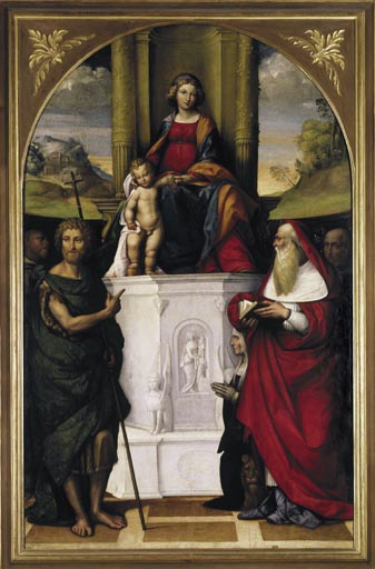 Thronende Maria mit Kind, Heiligen und der Stifterin Ludovica Trotti de Garofalo
