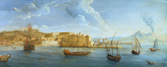 View of Naples with the Castel dell'Ovo and Vesuvius in the background de Gaspar Adriaens van Wittel