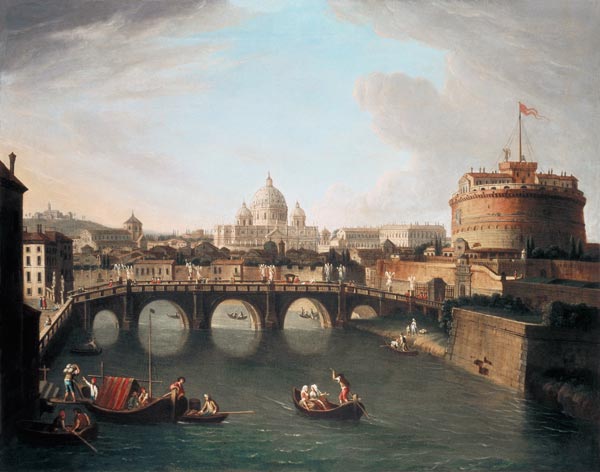 A View of Rome with the Bridge and Castel St. Angelo by the Tiber de Gaspar Adriaens van Wittel