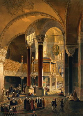 Haghia Sophia, plate 8: the Imperial Gallery and box, engraved by Louis Haghe (1806-85) published 18 de Gaspard Fossati