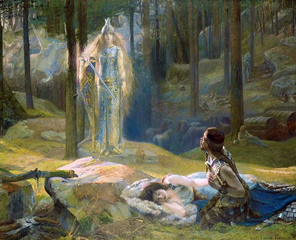 The Revelation. Brunhilde Seeing Siegmund And Sieglinde de Gaston Bussiere