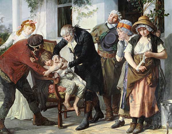Edward Jenner (1749-1823) performing the first vaccination against Smallpox in 1796 de Gaston Melingue
