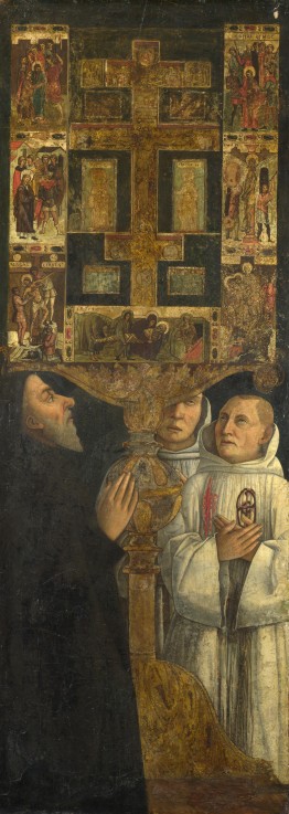 Cardinal Bessarion and Two Members of the Scuola della Carità in prayer with the Bessarion Reliquary de Gentile Bellini