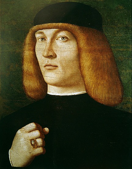 Portrait of a young man (oil on poplar wood) de Gentile Bellini