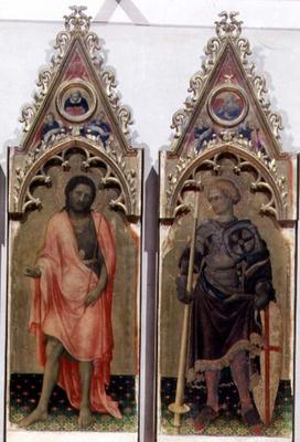 Two saints from the Quaratesi Polyptych: St. John the Baptist and St. George 1425 (tempera on panel) de Gentile da Fabriano