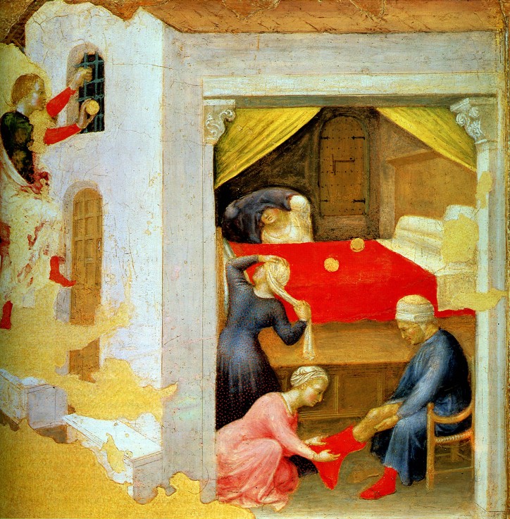 The dowry for the three virgins (from the Polyptych Quartesi) de Gentile da Fabriano
