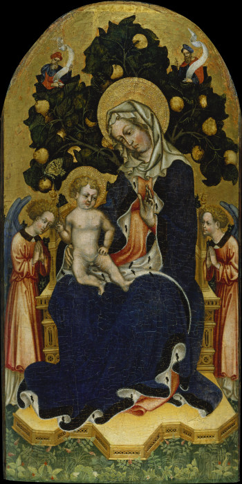 Virgin and Child Enthroned with Worshipping Angels and Prophets de Gentile da Fabriano