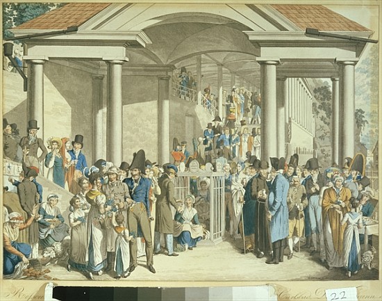 Health Community at the Karlsbader Fountain, 1810 (aquatint drawing) de Georg Emanuel Opitz