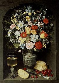 Bouquet of flowers being in a niche in a silver ju de Georg Flegel