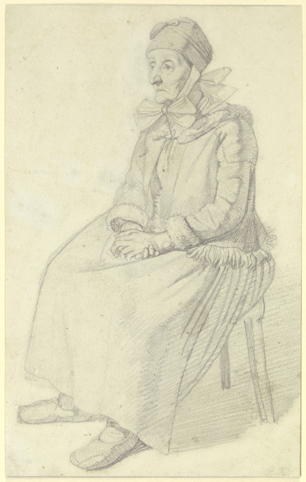 Sitzende Bauersfrau mit in den Schoß gelegten Händen de Georg Friedrich Kersting