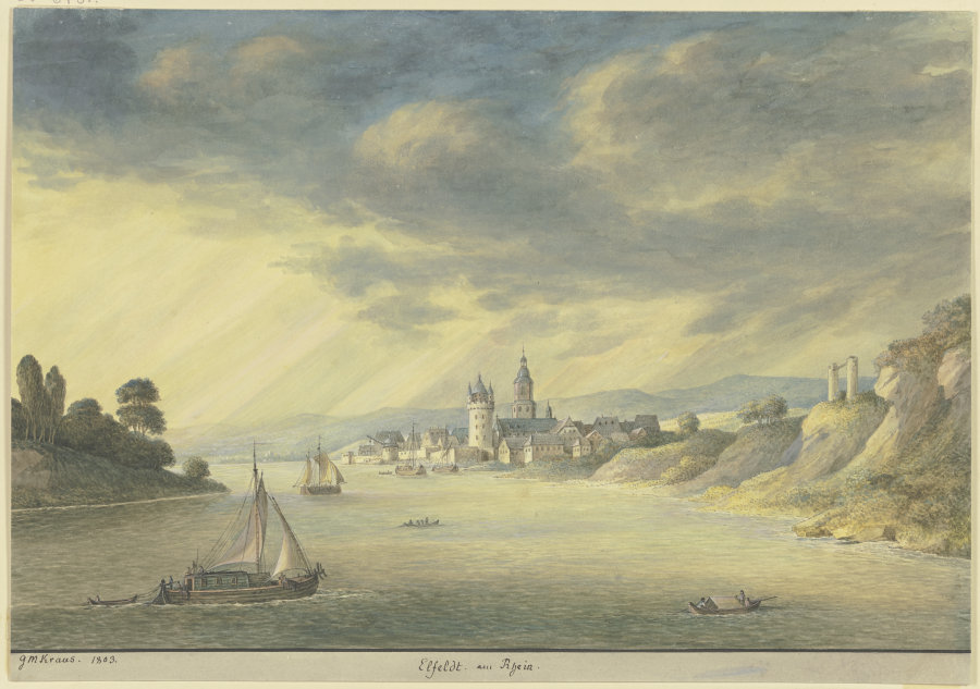 Ansicht von Eltville am Rhein de Georg Melchior Kraus