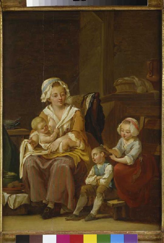 Mutter mit drei Kindern, um 1770 de Georg Melchior Kraus