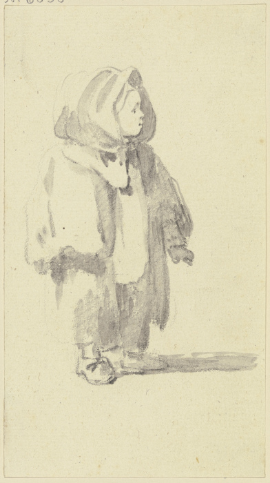 Stehendes Kind nach rechts mit großer Kapuze de Georg Melchior Kraus