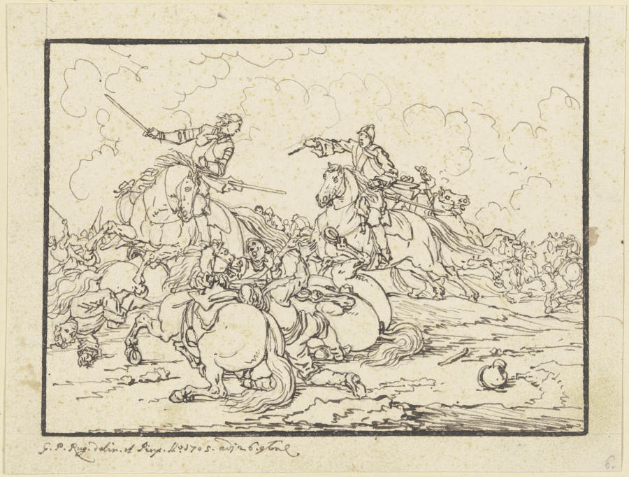 Equestrian combat de Georg Philipp Rugendas d. Ä.