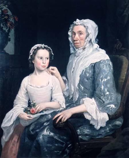 Portrait of an Elderly Lady and a Young Girl de George Beare