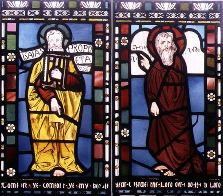Isaiah and Moses, detail from the Creation Window, 1861 (stained glass) (see 120153) de George Campfield