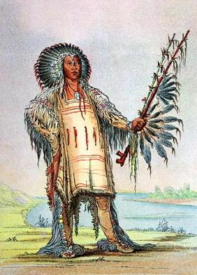 Mandan Indian Ha-Na-Tah-Muah, Wolf chief (colour litho)