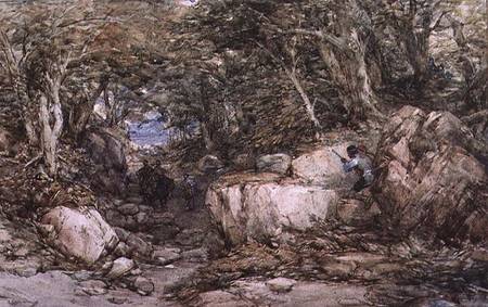 Forest Glen with Travellers Approaching an Ambuscade de George Cattermole