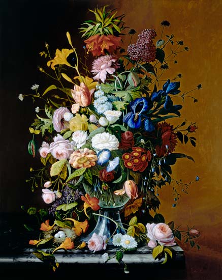 Blumenstrauss into glass cup de George Cochran Lambdin