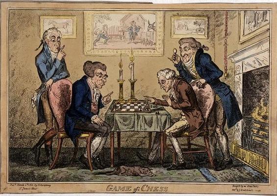 Game of Chess, published by H. Humphrey, London (coloured etching) de George Cruikshank
