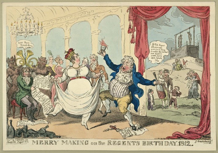 Merry making on the regents birth day, 1812 de George Cruikshank