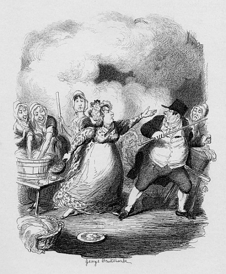Mr Bumble degraded in the eyes of the paupers, from ''The Adventures of Oliver Twist'' Charles Dicke de George Cruikshank