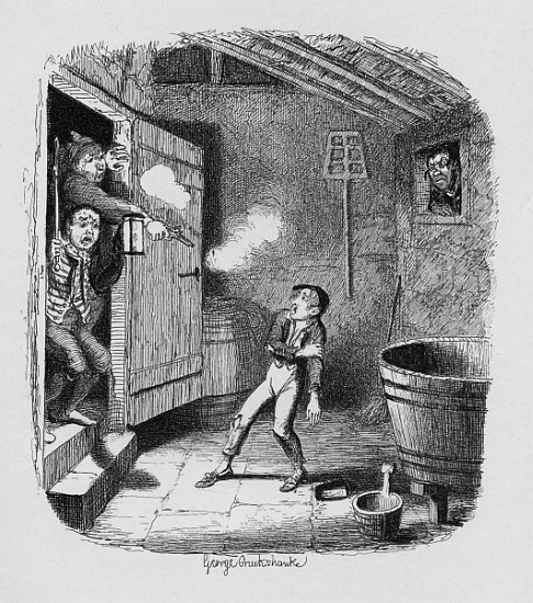 The Burglary, from ''The Adventures of Oliver Twist'' Charles Dickens (1812-70) 1838, published by C de George Cruikshank