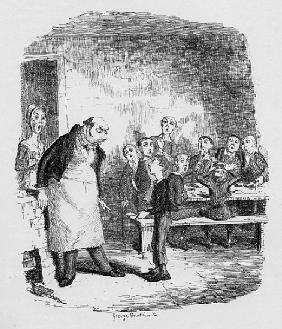 Oliver asking for more, from ''The Adventures of Oliver Twist'' Charles Dickens (1812-70) 1838, publ