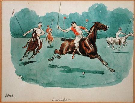 The Month of June: Polo (pen & ink and w/c on paper) de George Derville Rowlandson