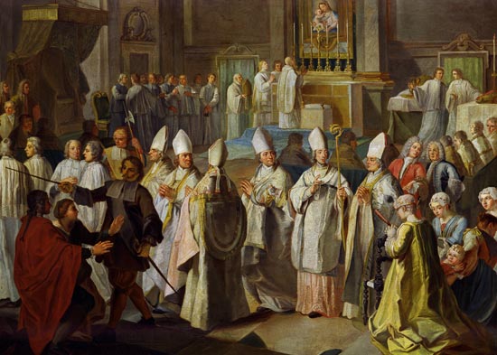 The bishop consecration of the Elector Clemens Aug de George Desmarées