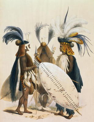 Zulu Soldiers of King Panda's Army, plate 20 from 'The Kafirs Illustrated', 1849 (litho) de George French Angas