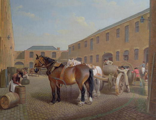 Loading the Drays at Whitbread Brewery, Chiswell Street, London, 1783 de George Garrard