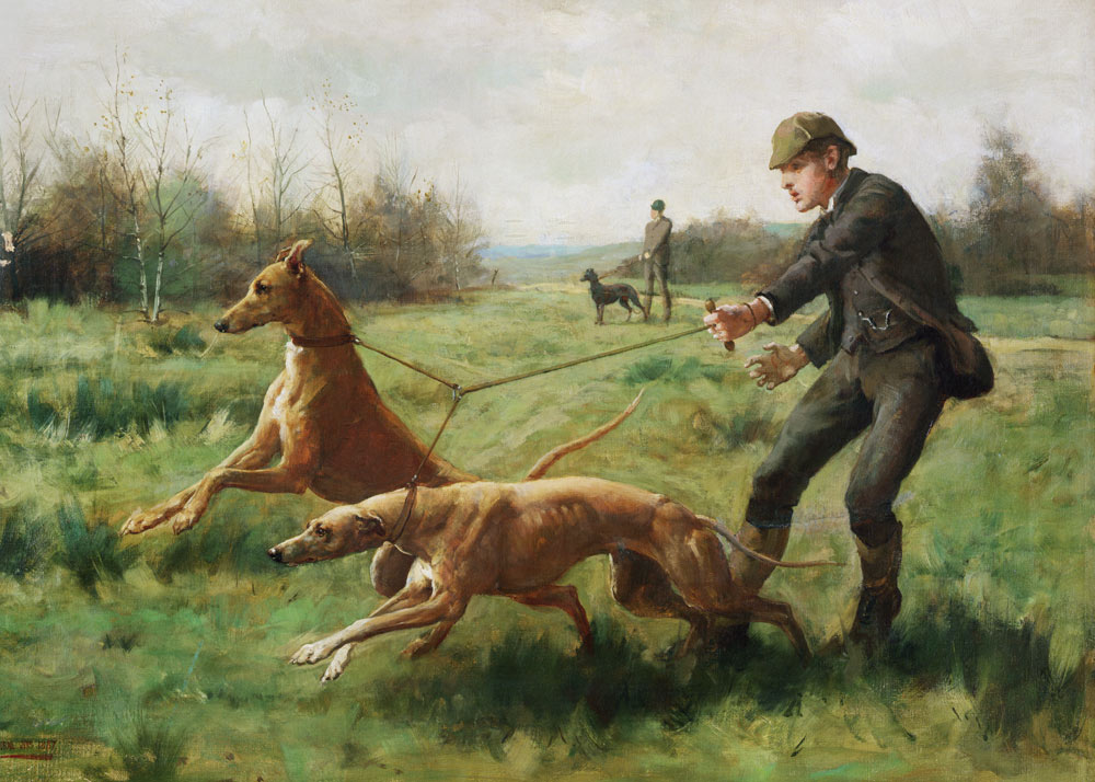 Exercising Greyhounds de George Goodwin Kilburne