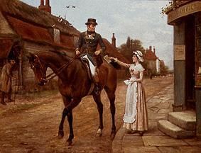 Mounted postman when gathering the post in an Engl de George Goodwin Kilburne