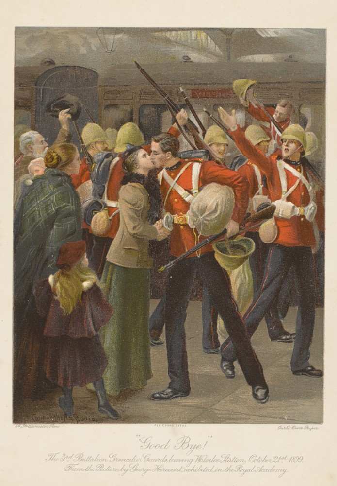 Good bye! The 3rd Battalion Grenadier Guards Leaving Waterloo Station de George Harcourt
