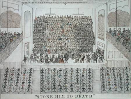 Stone Him to Death! 1871-76 (pen & ink & w/c on paper) de George Holten Perkins
