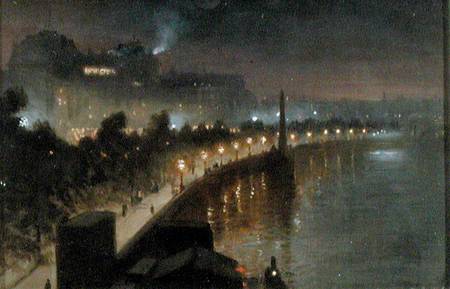 The Embankment and Cleopatra's Needle at Night, London de George Hyde Pownall